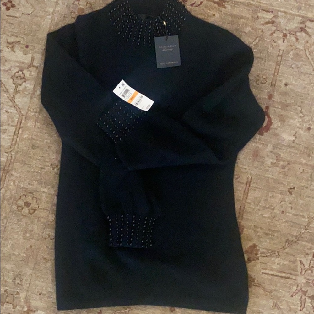 Charter Club black beaded cashmere sweater
